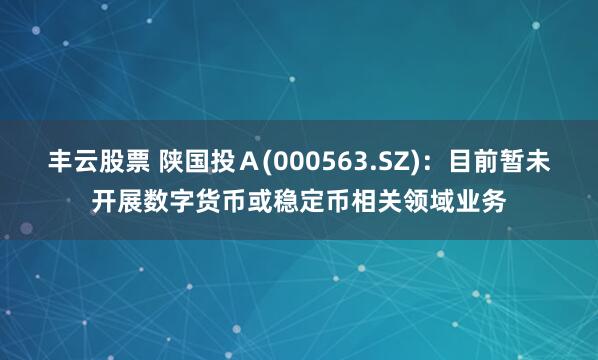 丰云股票 陕国投Ａ(000563.SZ)：目前暂未开展数字货币或稳定币相关领域业务