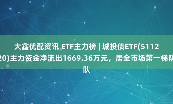 大鑫优配资讯 ETF主力榜 | 城投债ETF(511220)主力资金净流出1669.36万元，居全市场第一梯队